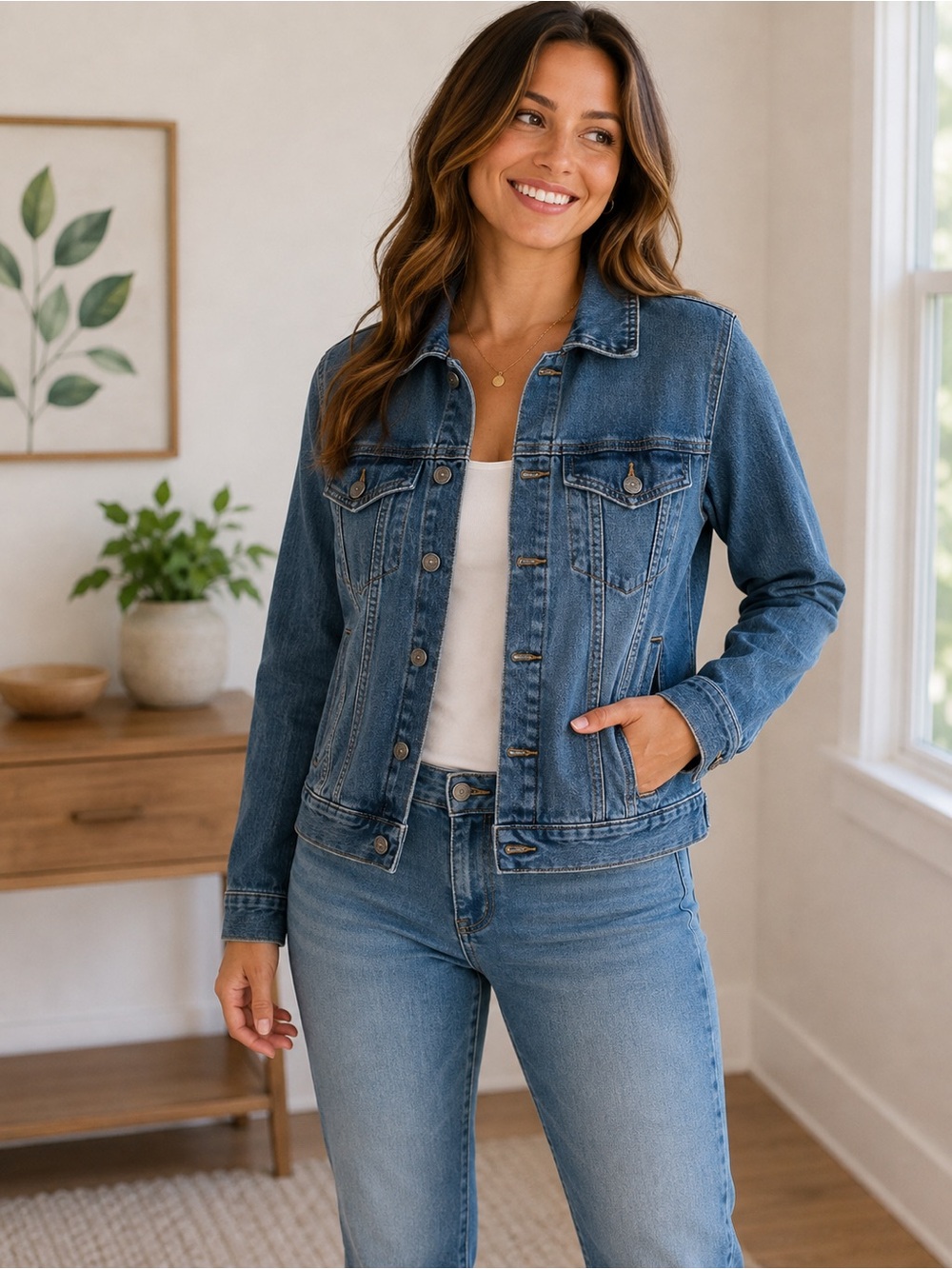 LUCKY BRAND WOMENS SHORT WAISTED DENIM BLUE JEAN JACKET SIZE XS